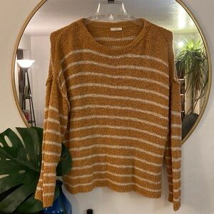 Slouchy oversized Striped Mustard and Cream Sweater